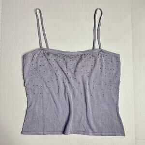 NWT Y2K VTG Pursuits Ltd. XL Silver Beaded Silk Cami Metallic Party Glam Holiday
